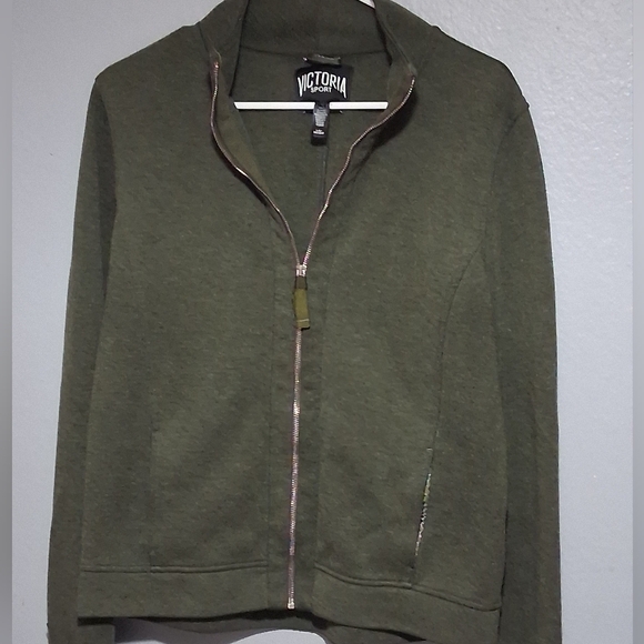 VICTORIA Green Zip Up Jacket with Stand-Up Collar - Picture 1 of 7